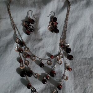 Vintage Multi-Layered Necklace and Earring Set